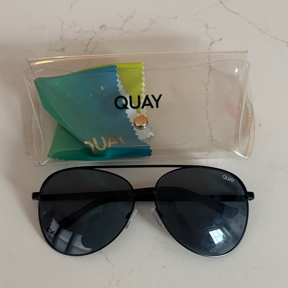 Quay Black Aviator Sunglasses